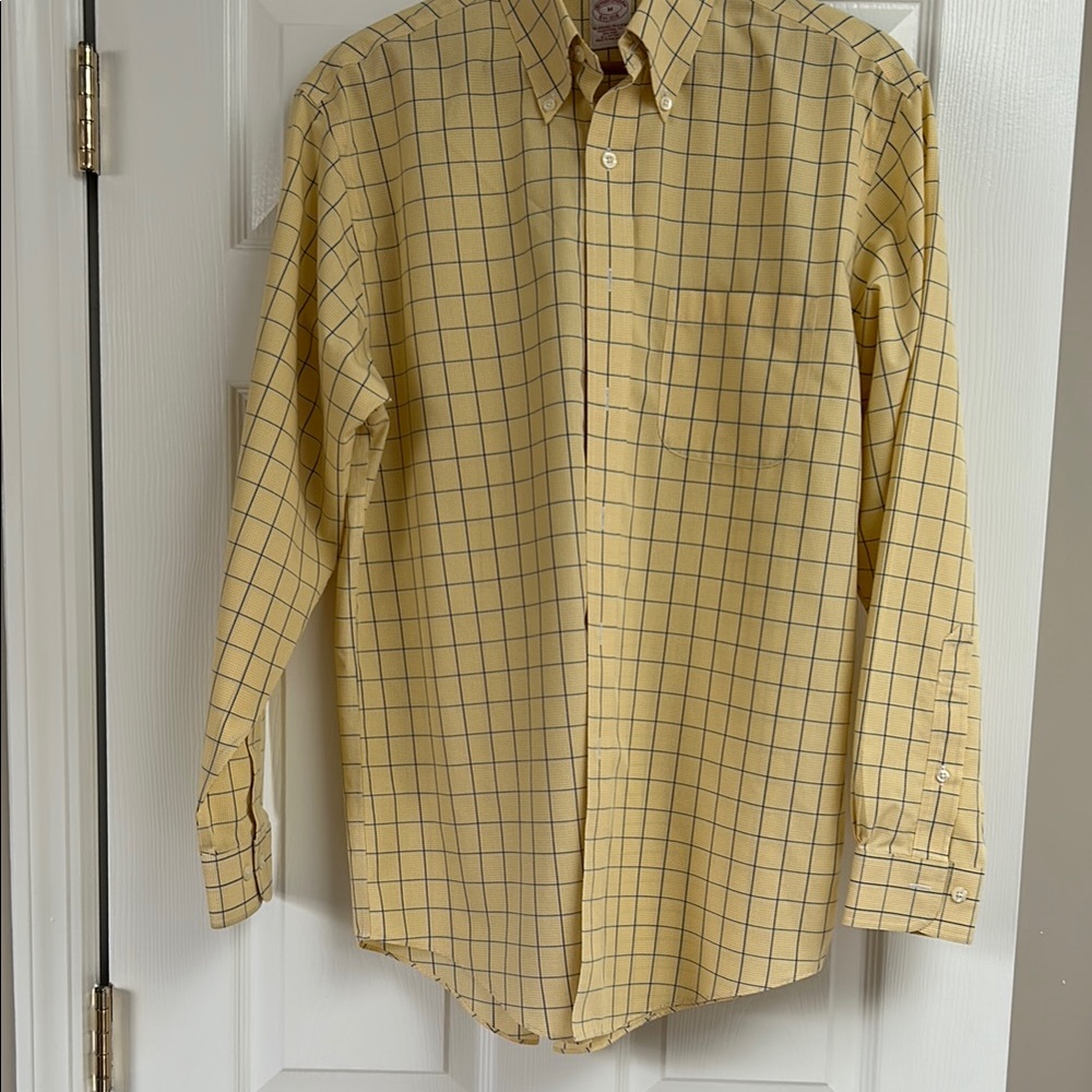 Brooks Brothers Men's Yellow Checkered Shirt